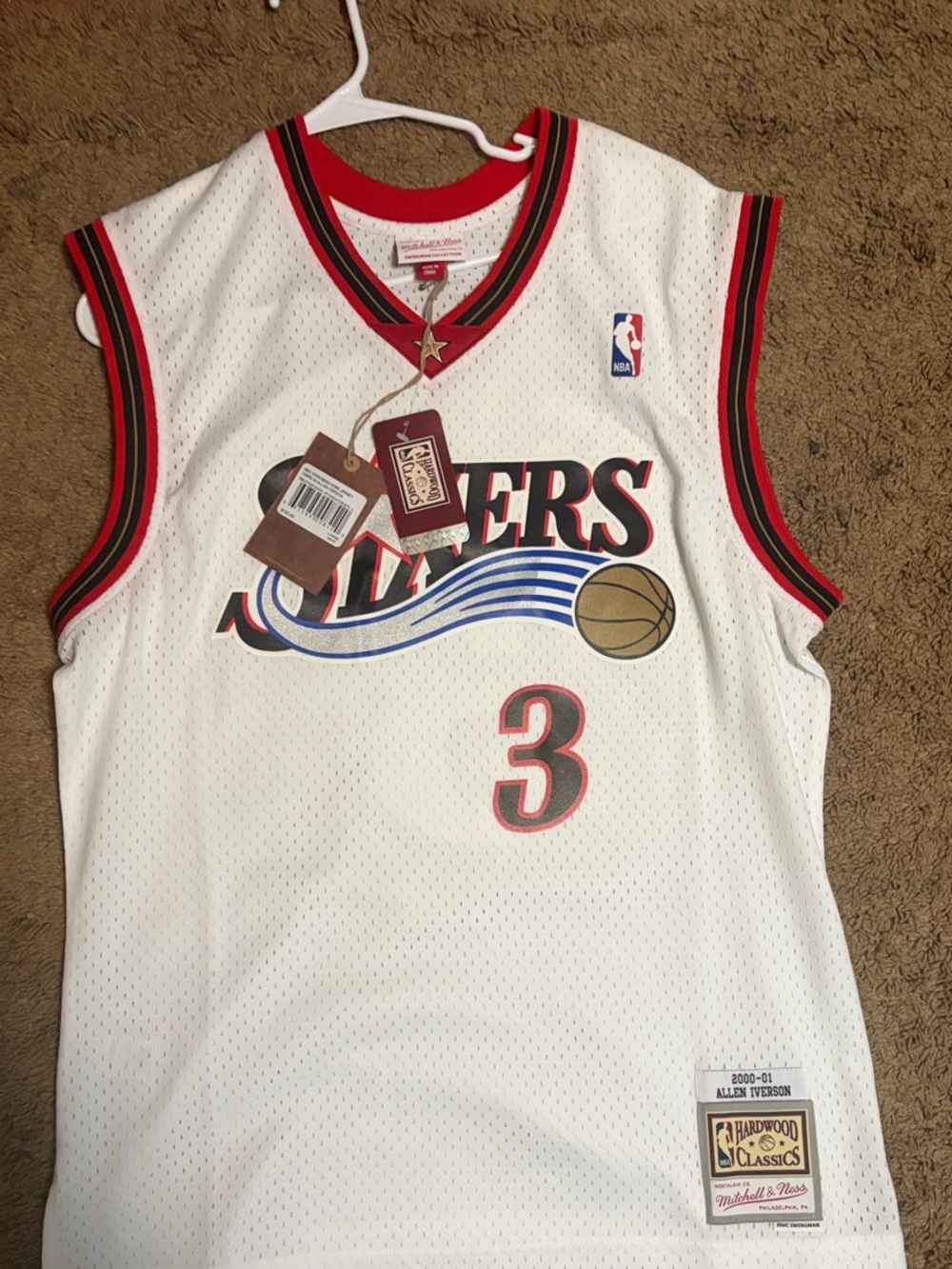 Mitchell & Ness White Philadelphia 76ers Allen Iverson #3 Jersey